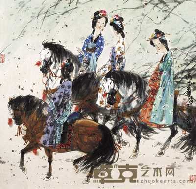 冯远 秋游图 镜心 67×64cm